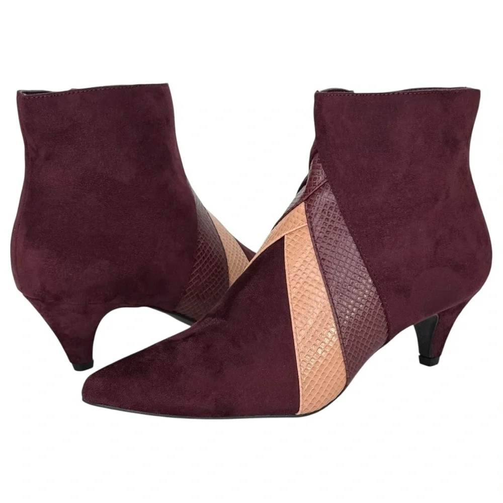 Impo Ellette Burgundy Microsuede Womens Booties Size 8.5M - Picture 10 of 12